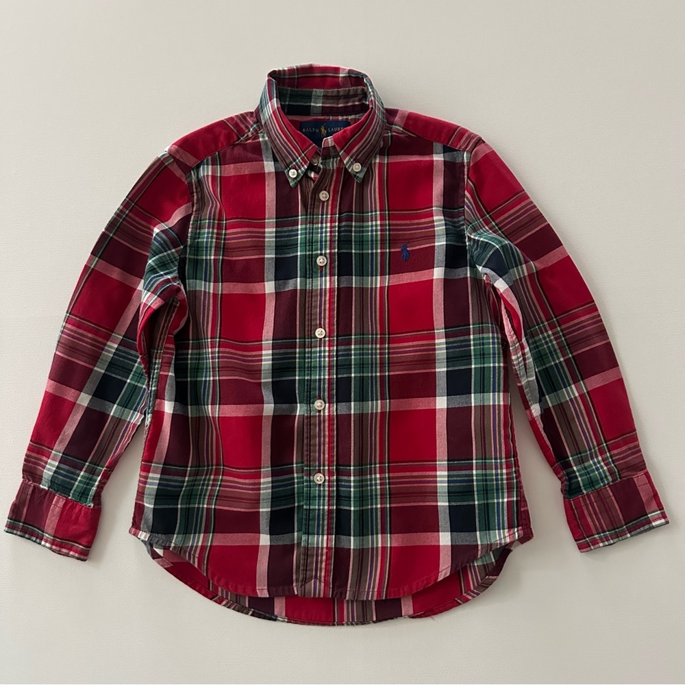 Ralph Lauren Boys 5 Red Plaid Shirt Holiday Christmas
